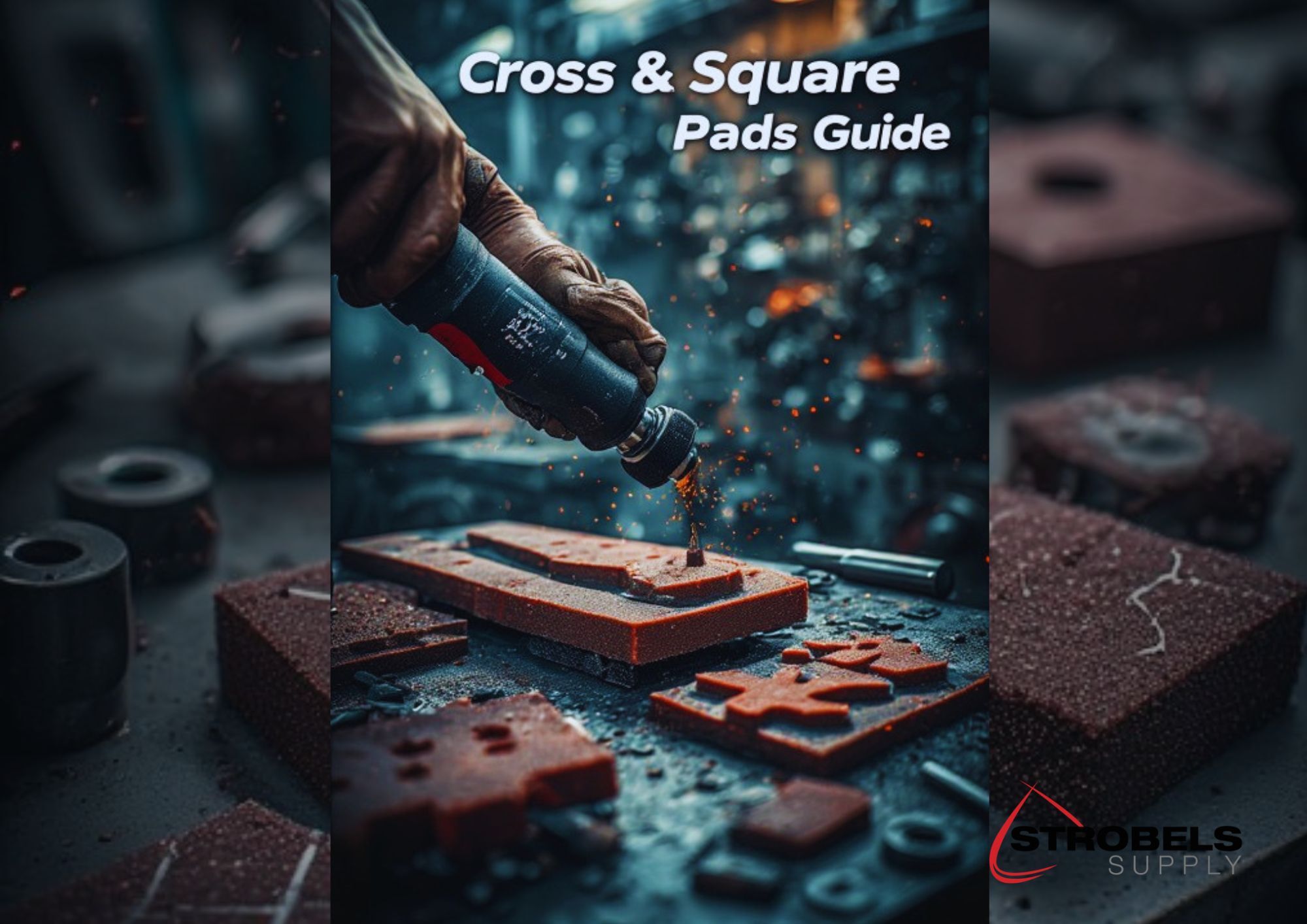 Cross and Square Pads for Deburring and Surface Finishing cross pads and square abrasive pads used for deburring metal edges corners and internal tubing with die grinder showing layered abrasive design
